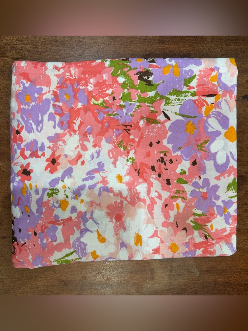Vintage Fashion Manor Double Flat Sheet Floral Penn-Prest No Iron Like New